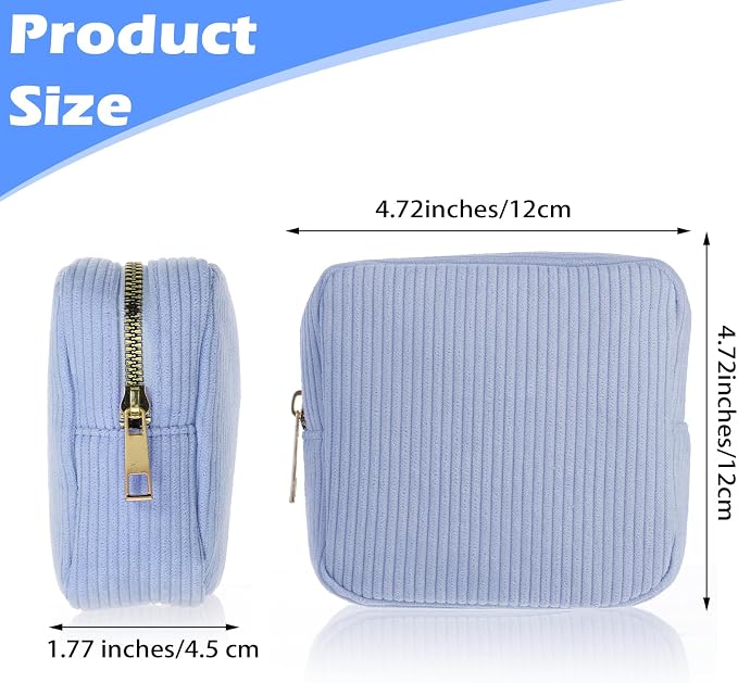 Period Bag for Teen Girls (Blue) | Corduroy Sanitary Napkin Storage Bags Portable Sanitary Pad Storage Bag with Slip-in Pockets