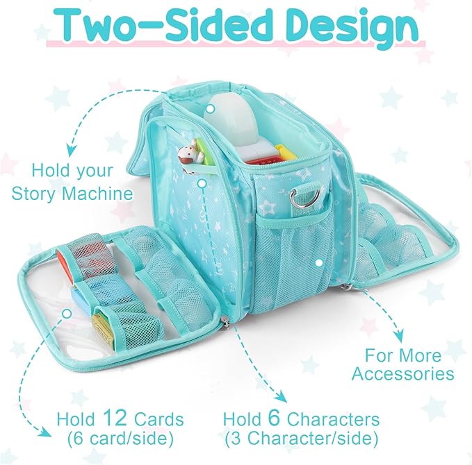Taladad Carrying Case Compatible with Little Tikes Story Dream Machine Books Starter Set,Portable Storage Bag with Handle and Shoulder Strap for Storytime,Little Golden Book (Light blue)