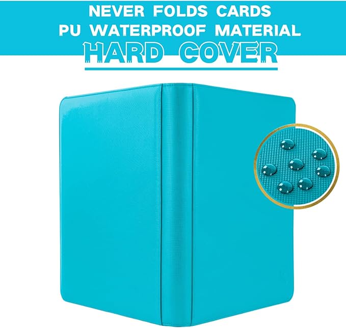 Top loader Binder, Holds 128+ Toploaders, 4 Pocket Top Loader Card Storage Case, Double-Sided Pockets for trading card in 3 x 4'' Toploaders（Blue）
