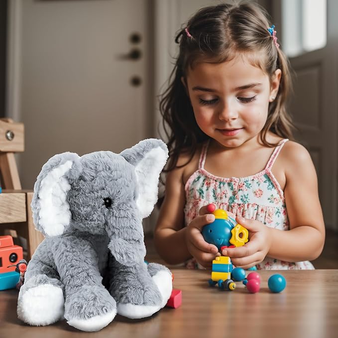 Elephant Stuffed Animals Soft Plush Toy for Baby Girls Boys,12" Grey Soft Small Stuffed Elephant Huggable Gifts for Birthday