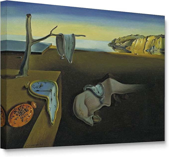 Niwo ART - Persistence of Memory, World's Most Famous Paintings Series, Canvas Wall Art Home Decor, Gallery Wrapped, Stretched, Framed Ready to Hang (24"x20"x3/4")