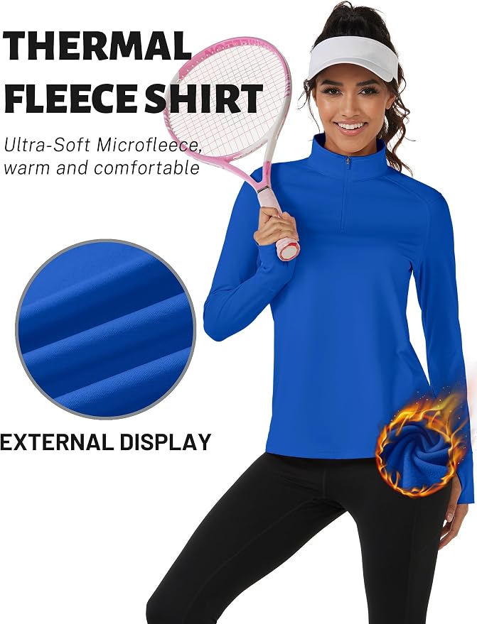 TACVASEN Women's Quarter Zip Sweatshirt Fleece Long Sleeve Workout Pullover | Lightweight Breathable Thermal Fabric,Mock Neck Design,Athletic Tops,Ideal for Gym Running Activities