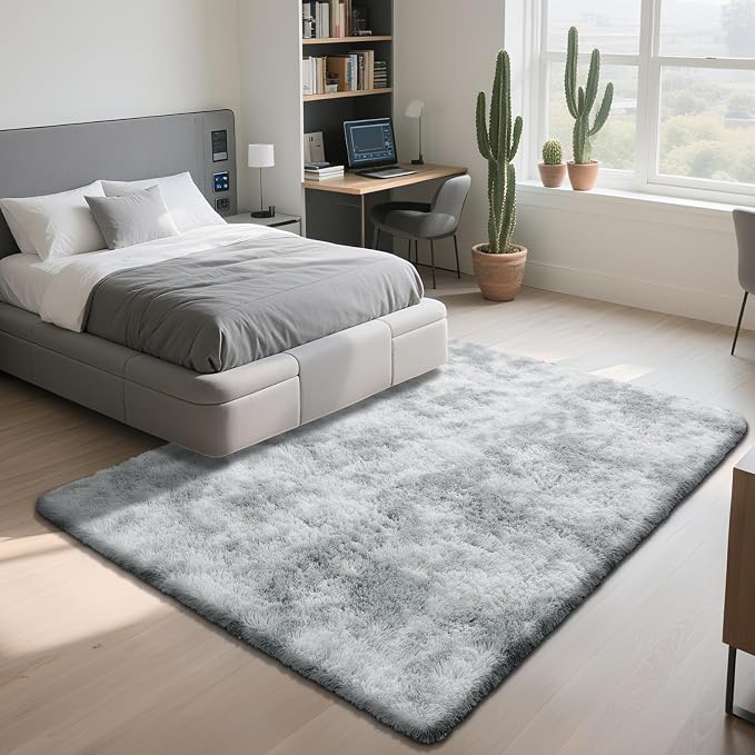 yongyangjuxin Fluffy Rug Shag Area Rug, Gradual Grey 10x14 Area Rugs for Bedroom, Super Soft Shag Rugs for Living Room Bedroom Room Home Decor, Upgrade Anti-Skid Rectangular Fuzzy Rug