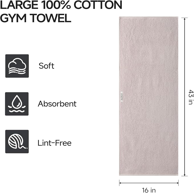 REDKISS 2 Pack Cotton Workout Towels, 43" x 16" Super Absorbent Soft Gym Towels for Men & Women, Large Sweat Sports Towel for Yoga Running Swimming Travel Camping - Pink