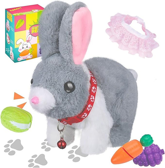 Walking Bunny Toys for Kids, Bunny Stuffed Animal Interactive Electronic Toys, Swinging Ears, Twitching Mouth and Nose, Easter Christmas and Birthday Gift, Suitable for Toddlers 3, 4, 5, 6, 7Years Old