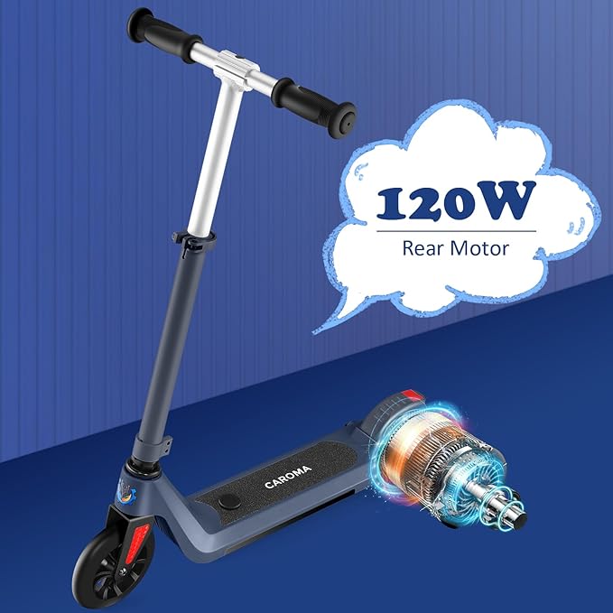 Caroma Electric Scooter for Kids Ages 6-14, 150W/180W Motor,10 MPH Max Speed & 7 Miles,Adjustable Height & Speed,Colorful Lights,LED Display,Foldable Kids Electric Scooter 132 Lbs Max Load