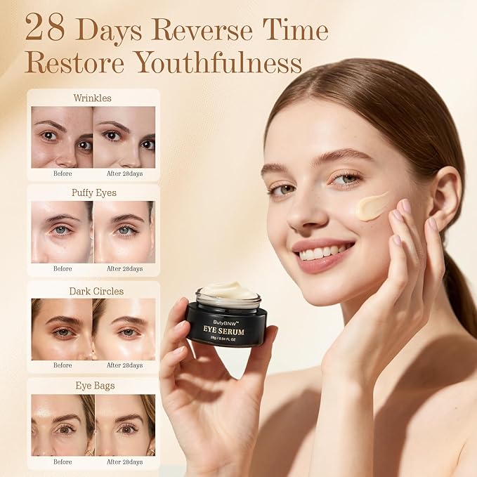 Retinol Eye Serum for Dark Circles & Puffy Winkles, Anti-aging & Misturizing, Firming, Brighten, Hydrate for Refreshed Eyes, 0.94 fl oz