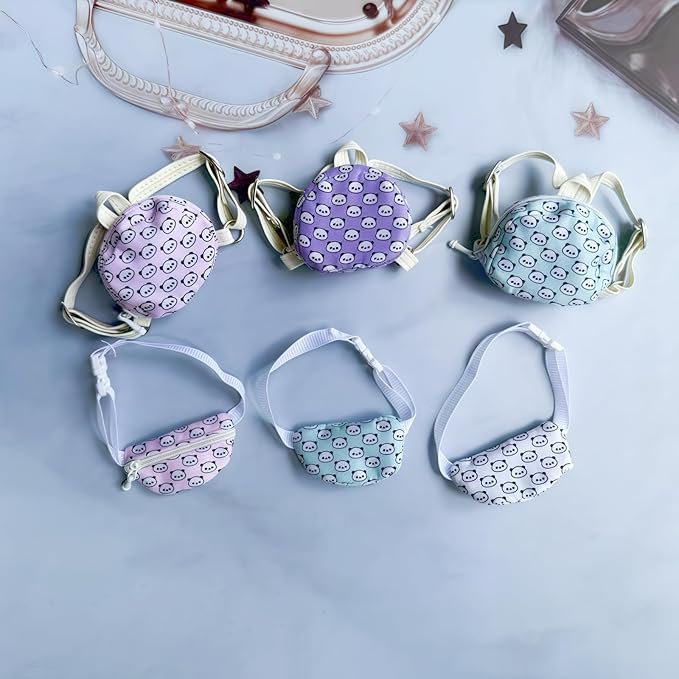 Doll Bag Accessories, Mini Doll Messenger Bag Decoration for 17cm Dolls, Cute Fashion Cartoon Panda Bag Outfit Accessory for 1st/2nd/3rd Gen Monsters Dolls White