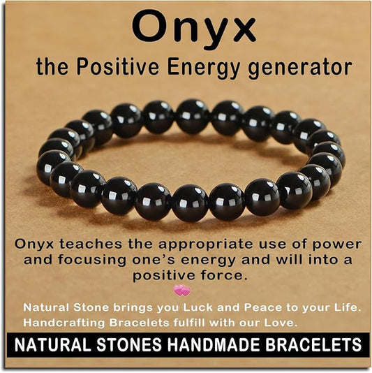 AD Beads Handmade Gemstone Stretch Elastic Bracelet Crystal Healing Reiki Nature's Beauty and Spiritual Essence Unisex