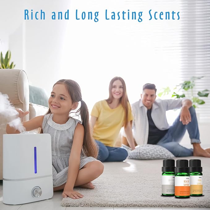 Beach Fragrance Oils Set, MitFlor Essential Oils for Diffusers for Home, 6x10ml, Fragrance Oil for Soap Candle Making, Premium Summer Diffuser Oils Scents, Pink Sands, Ocean Mist and More
