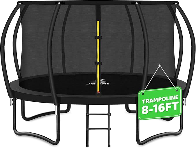 JELENS Trampoline 8FT 10FT 12FT 14FT 15FT 16FT, Recreational Trampolines with Enclosure Net, Outdoor Anti-Rust Trampolines for Kids and Adults, ASTM Approved