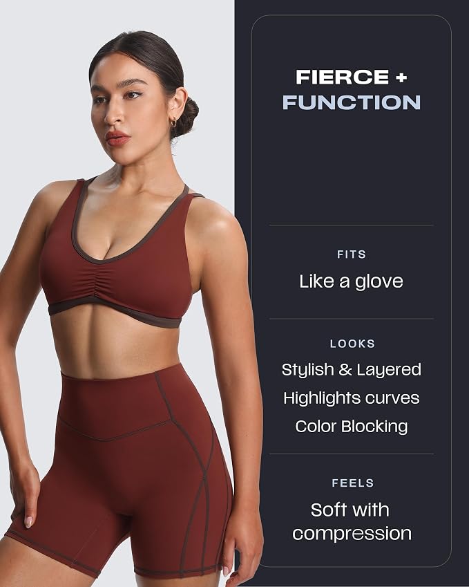 Aoxjox Lexi Lined Workout Biker Shorts for Women Tummy Control High Waisted Exercise Athletic Gym Running Yoga Short 6"
