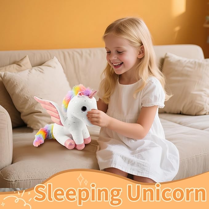 Unicorn Stuffed Animal with Wings, Soft Unicorn Stuffed Animal for Kids Girls Lovers Women, 11.8 Inches Cute Plush Toys Hugging Pillow Plush Animals Gift for Birthday Valentine Christmas Decor White