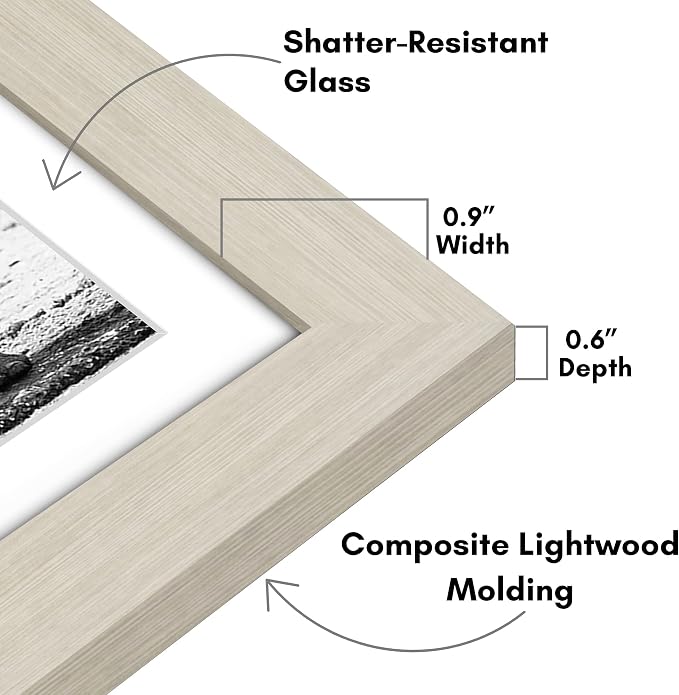 Americanflat 11x11 Picture Frame with Shatter-Resistant Glass - Use as 8x8 Frame with Mat or Display 11x11 Photo Without Mat - Signature Collection - Square Frames for Wall Display - Light Wood | Shatter-resistant glass, sawtooth hangers included, fits...