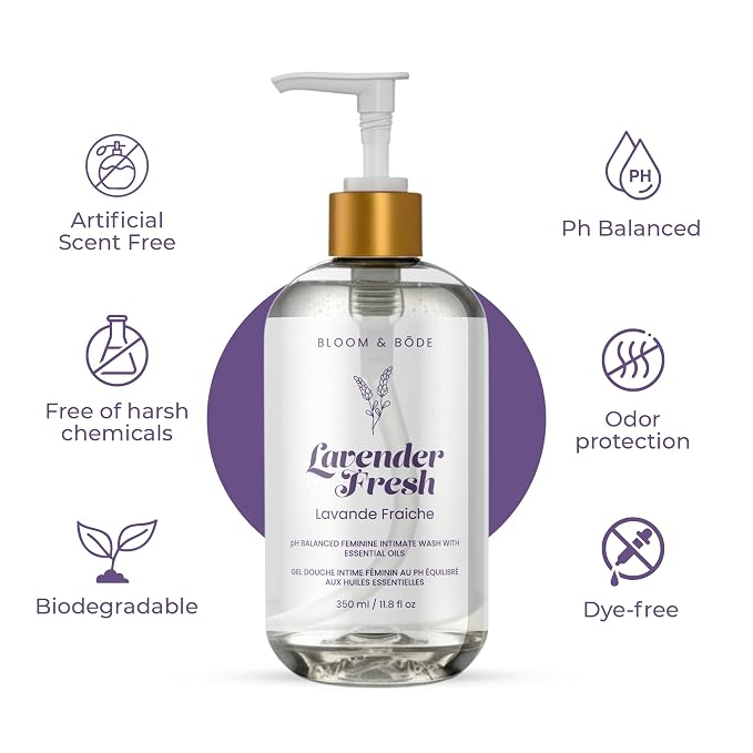 Bloom & Bōde Lavender Fresh Feminine Intimate Wash, pH-Balanced, 11.8 fl oz