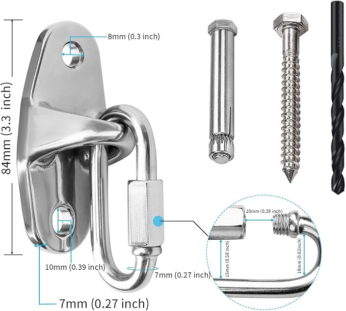 Dakzhou Heavy Duty Swing Hanger Swing Brackets Wooden and Concrete Bolts 2000 lb Capacity Playground Porch Yoga Seat Trapeze SwingSets Indoor Outdoor