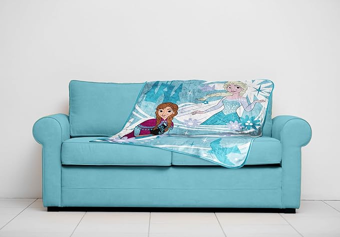 Jay Franco Kids Plush Throw Blanket – Soft & Cozy Fleece Throw for Bedroom & Couch Décor, Official Licensed Product, Blue - Frozen, 40x50 - Travel Blanket