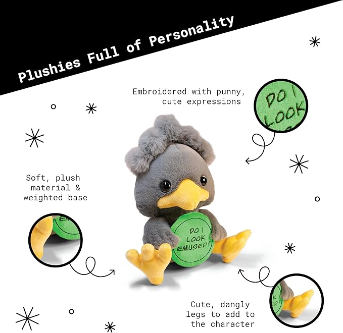 Emu Plushie - Do I Look Emused? Sassy Emu Plush, Gift for Animal Lovers, Cute Plush Toy for Gifting