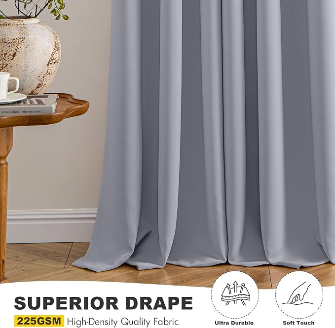MIULEE Blackout Curtains for Bedroom 2 Panels 40 x 54 Inch Long Silver Grey | Thermal Insulated, Living Room Darkening Grommet Drapes, Noise Reducing, Light Blocking Window Treatments