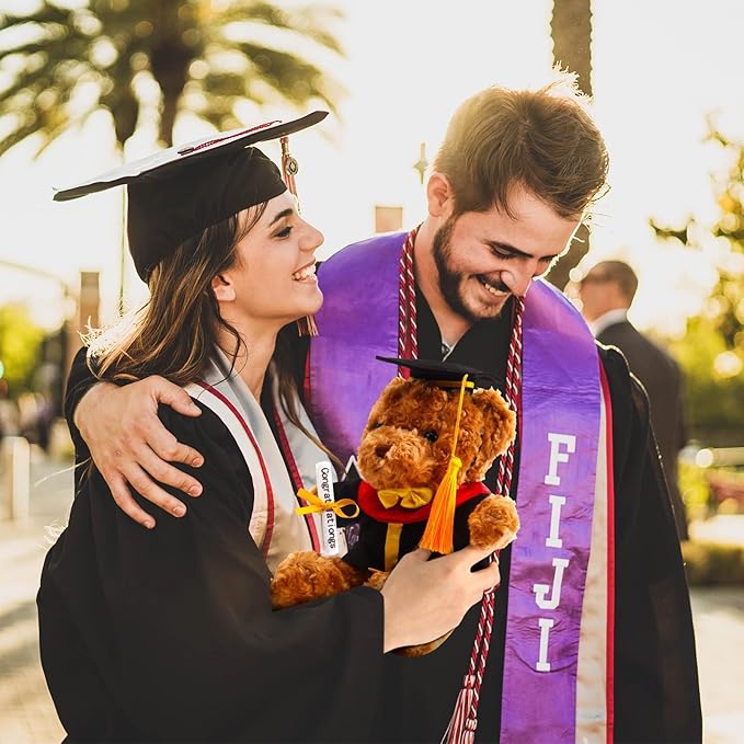 Set of 2 Graduation Teddy Bear Clothes Cap & Gow Outfit Fits Make Your Own Most 8" - 13" Bear Plush Stuffed Animal Outfit Pet Dog Doll Cap and Gown Build a Bear Clothes(Graduation B, Fit 8"-13")