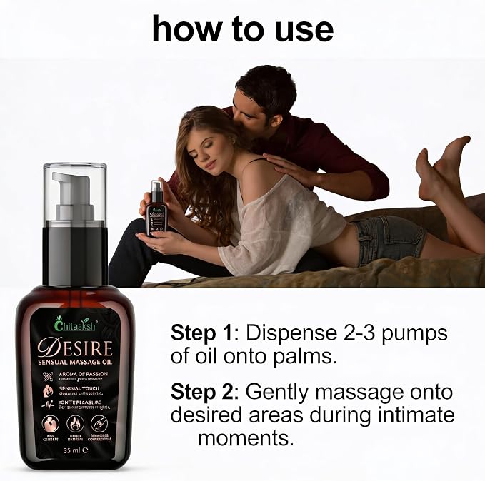 Desire Sensual Massage Oil – 35ml – Intimate Body Massage Oil for Men & Women to Enhance Passion and Touch