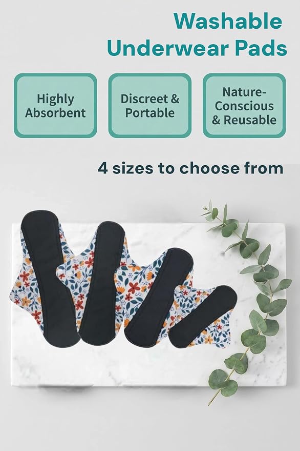 Reusable Incontinence Pads,Mesh Cotton Fabric Washable Menstrual Pads,Panty Liners Pads,Period Sanitary Napkins,with 1 Storage Bag,for Women/Postpartum/Incontinence(Colorful/S/5pcs)