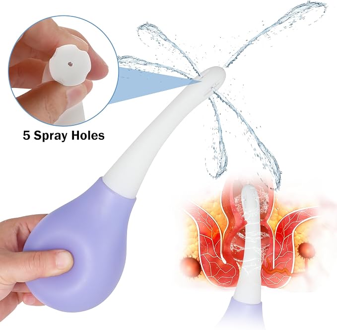 Enema Bulb Kit with Lube Anti Backflow Anal Douche Superior Material Enema for Men&Women
