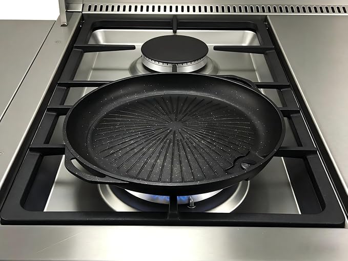 Korean BBQ Grill Pan with Maifan Stone Coated Surface, Non-Stick Smokeless Barbecue Plate for Indoor Outdoor Stovetop, Portable Double-Layered Thickened Grill Pan with Tilt Design & Oil Drain Control