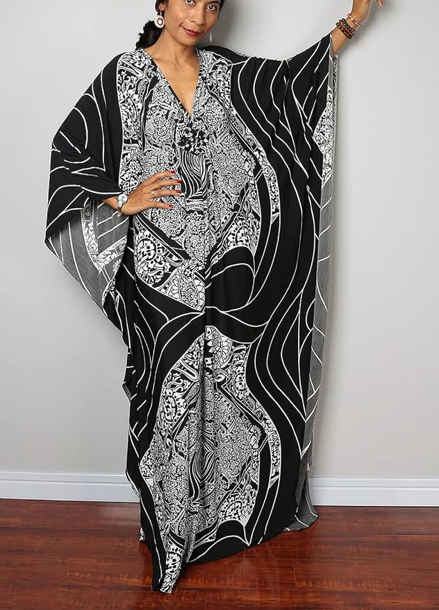 Venasha Womens Caftan Floral Print Kaftan Dress Short Sleeve Swimsuit Cover up Loungewear for Summer