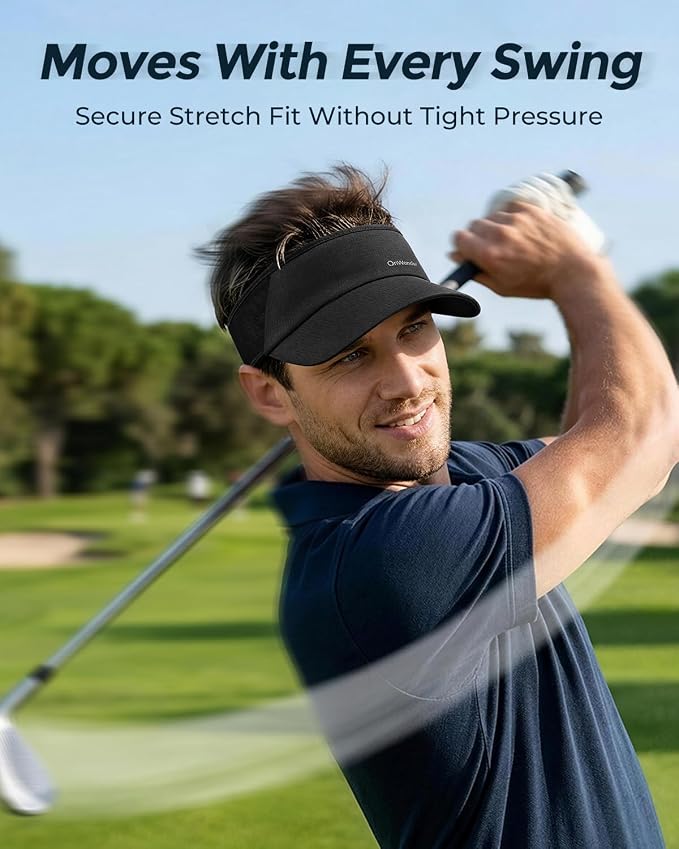 Sport Sun Visor Hat for Women Men - Lightweight Stretchy Polyester Spandex Quick Dry Sweatband Wrinkle Resistant