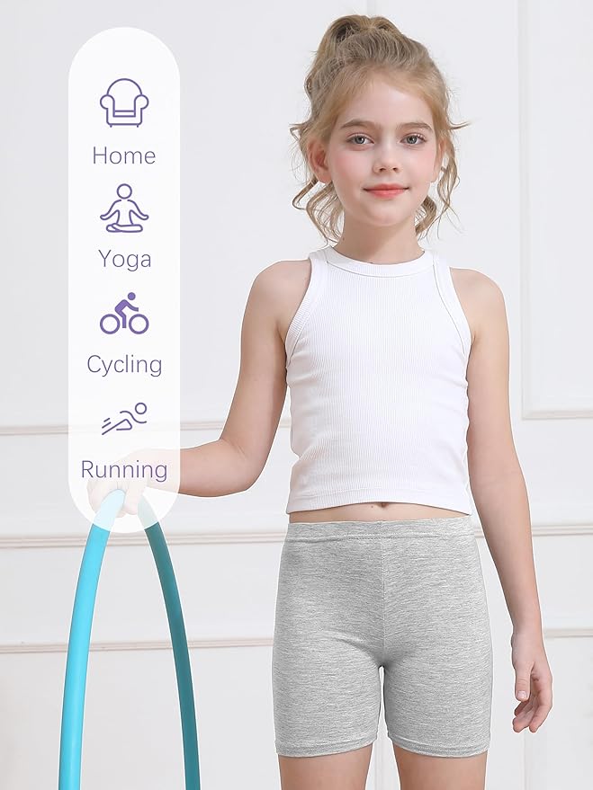 Resinta 6 Pack Girls Bike Shorts Under Dress Dance Cartwheel Shorts for Toddler Kids Summer Clothes Multicolor