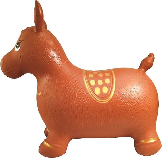 AppleRound Inflatable Ride-on Bouncy Animal Hopper – Horse, Cow or Unicorn – Kids Space Hopper Bouncer with Hand Pump – Jumping Toy for Indoor/Outdoor Play
