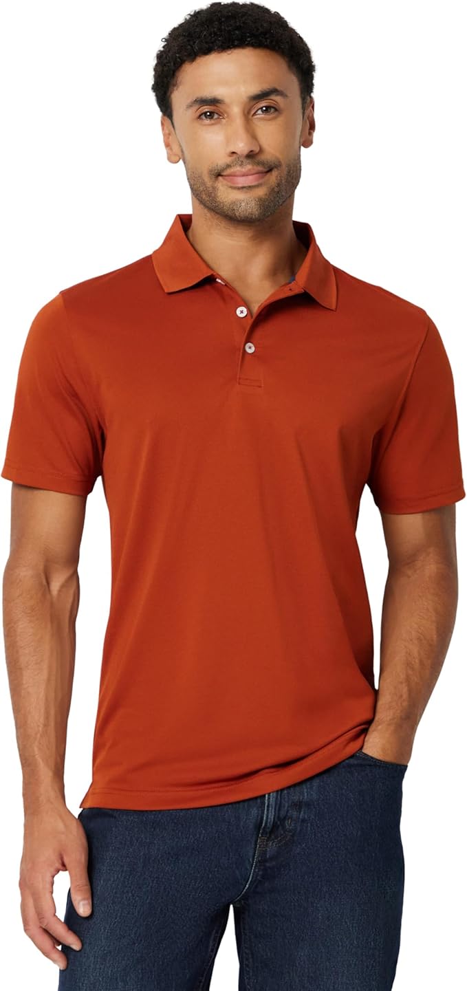 Amazon Essentials Men's Moisture Wicking Golf Polo Shirt, Short Sleeve, Slim-Fit, Quick-Dry, Active Wear