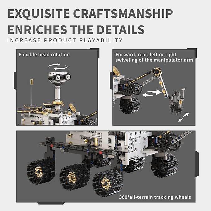 Remote & APP Controlled Mars Rover, STEM Building Set for Boys Ages 8-14, Space Toys for Kids Ages 8-12, Science Gift for Boys & Girls (1007 PCS)