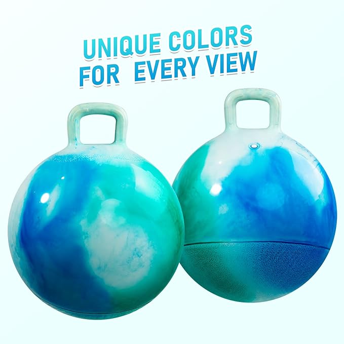 U&C Planet Hopper Ball 18 inches Bouncy Ball with Handle for Kids Age 3-6 Hoppity Hop Sit and Bounce Jumping Hopping with Pump and Gift Box Great Gift for Birthday Christmas, Clouds
