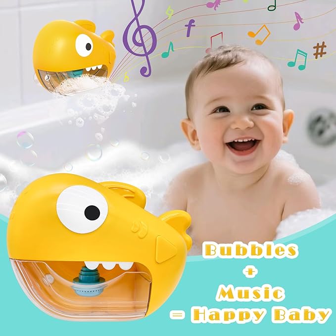 Shark Bath Toys for Kids Ages 1-3, Automatic Bubble Maker Bathtub Toy with Music, Baby Water Toys for Toddlers 2-4, Fun Kids Bath Toys with 4 Suction Cups, Gift for Boys & Girls