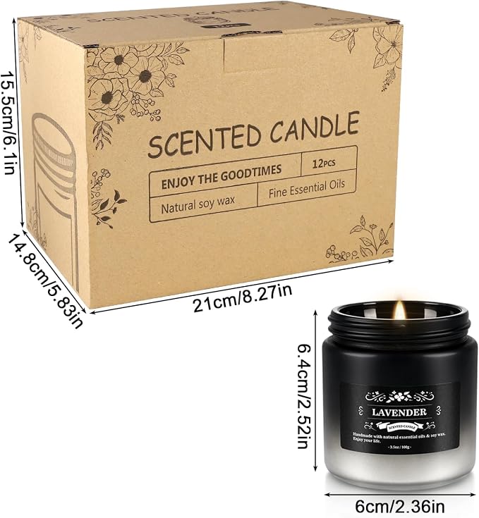 12-Pack Scented Candles Set - Men Candles for Home Scented, 3.5oz Soy Wax, Long Lasting Candle, Soy Candle Gifts Set for Men, Birthday, Valentine, Christmas, Anniversary Present