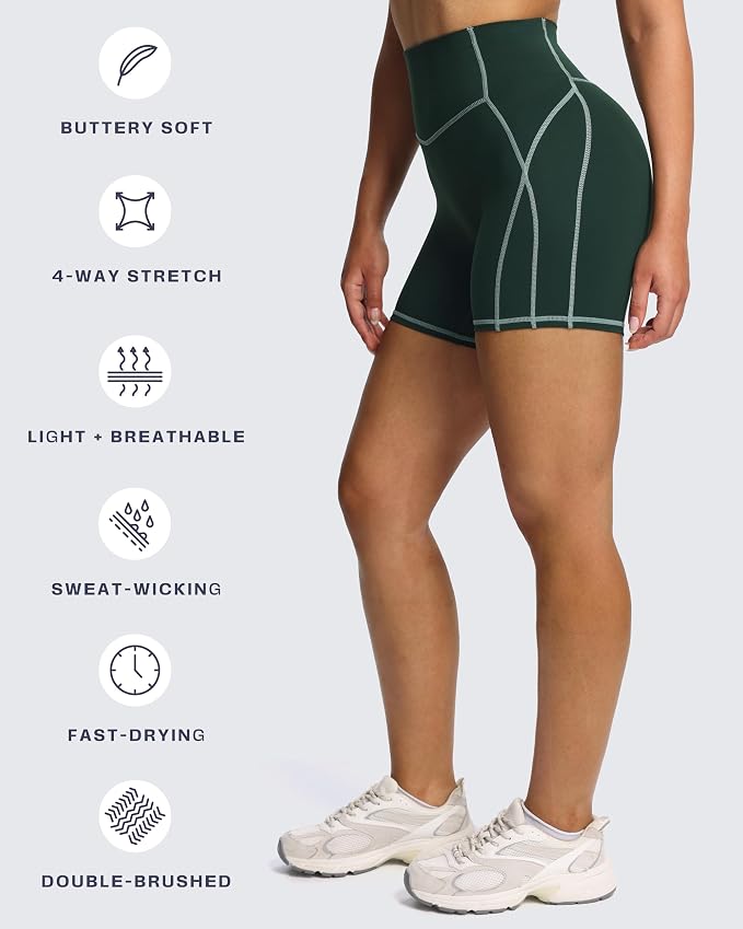 Aoxjox Lexi Lined Workout Biker Shorts for Women Tummy Control High Waisted Exercise Athletic Gym Running Yoga Short 6"