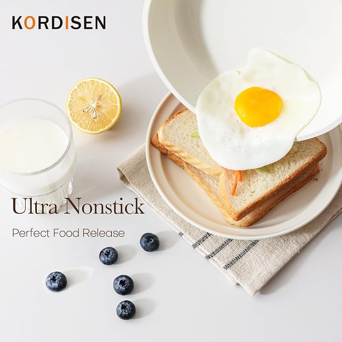 Kordisen Ceramic Non Stick Frying Pan Skillet with Lid, 11 Inch Cooking Pan | Non Toxic, Healthy Coating, Induction Compatible, Heat Resistant Handle, PFOA & PFAS Free
