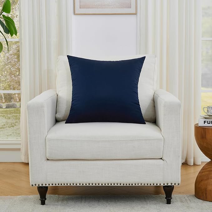 Longhui bedding Navy Throw Pillow Inserts 20x20 Set of 2, 100% Cotton Cover with Polyester Fill, 2-in-1 Use as Stuffers or Standalone Decor for Couch, Bed, Living Room, Outdoor