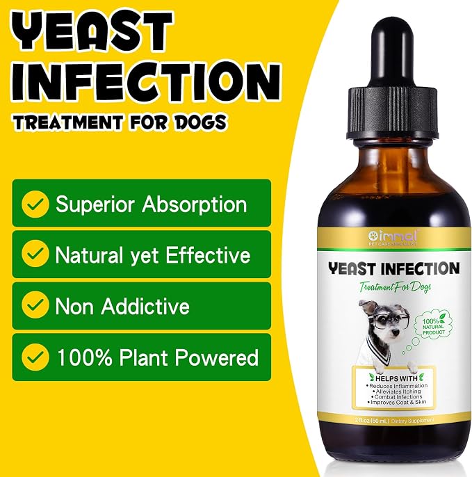 Dog Yeast Infection Treatment, 4 Fl Oz Natural Yeast Infection Treatment for Dogs Supports Dog Skin Itch Relief, Dog Ear Infection & Allergy Relief, Pet Supplies Dog Ear Care, Bacon Flavor - 2 x 60ml
