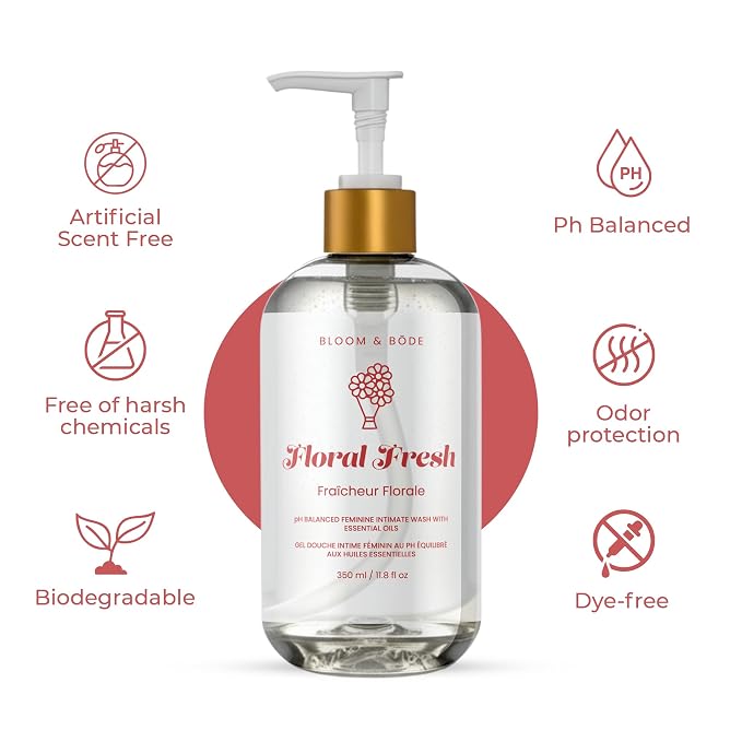 Bloom & Bōde Floral Fresh Feminine Intimate Wash, pH-Balanced, 11.8 fl oz