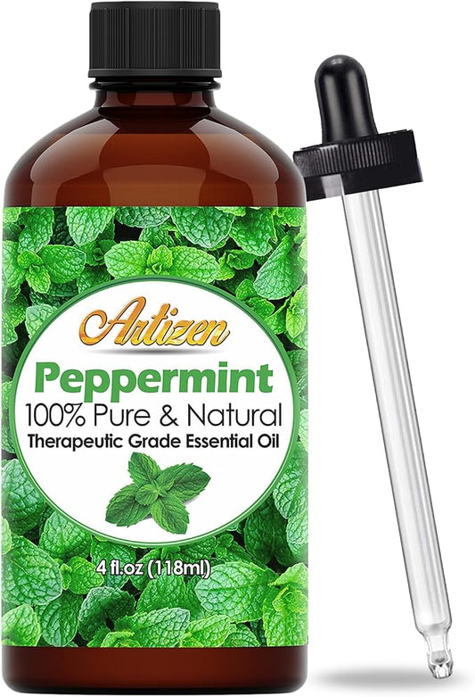 Artizen 4 Fl Oz Peppermint Essential Oil – Pure & Natural Peppermint Oil for Diffuser and Aromatherapy – Includes Dropper