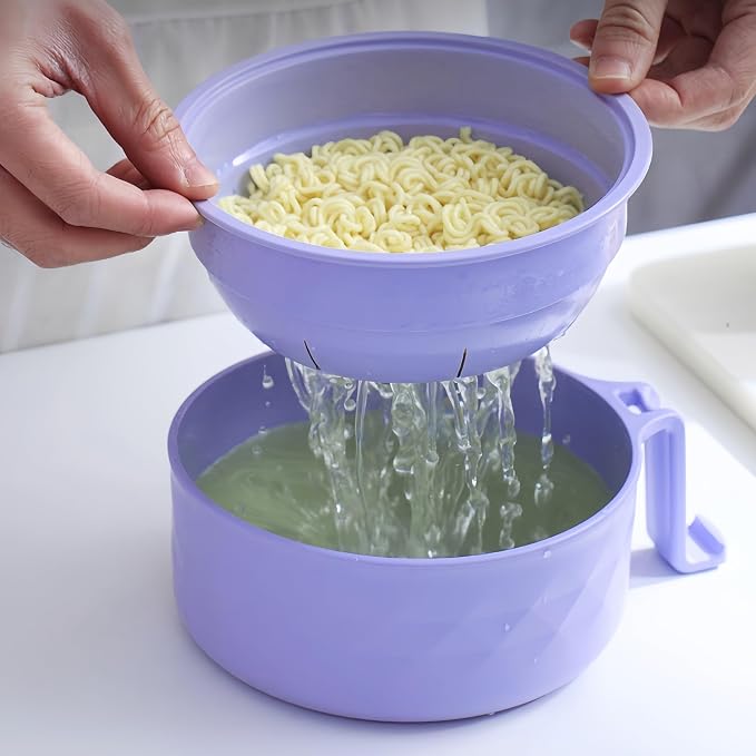 Layron Ramen Cooker Ramen Bowl Set with Chopsticks Microwave Noodle Bowl College Dorm Room Essentials for Girls for Boys Apartment Essentials-Blue