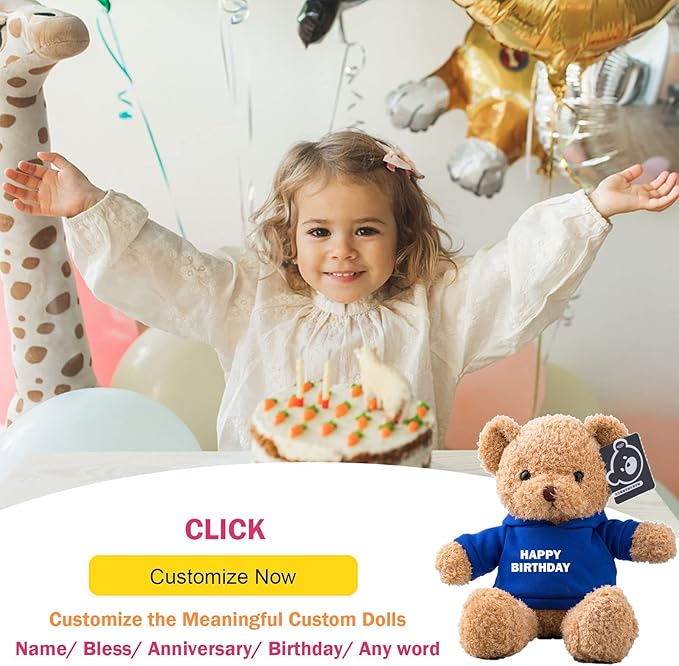 Personalized Teddy Bear with Text+Photo, Valentines Bear Stuffed Animal Plush Toys as Personalized Gifts for Women Men on Valentines' Day Birthday Anniversary Christmas Day（16 inch-Text+Photo