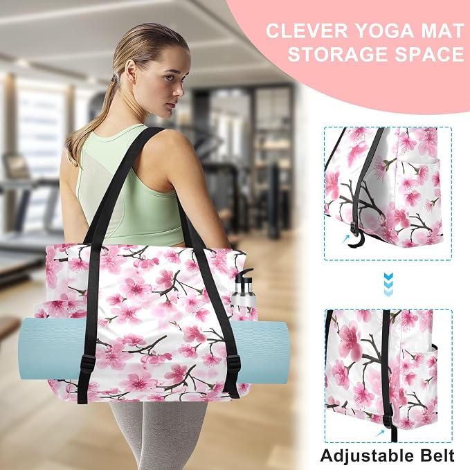 MCHIVER Yoga Bag for Women Men Large Yoga Mat Bag with Adjustable Strap Workout Bags Totes for Pilates Yoga Travel