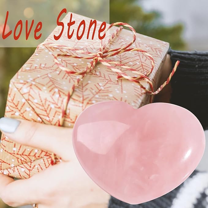 MAIBAOTA 45 mm Rose Quartz Crystals Valentine's Day Crystals Gifts for Her Women Large Heart Stone Healing Natural Reiki Gemstone Polished Heart Shaped Rocks Meditation