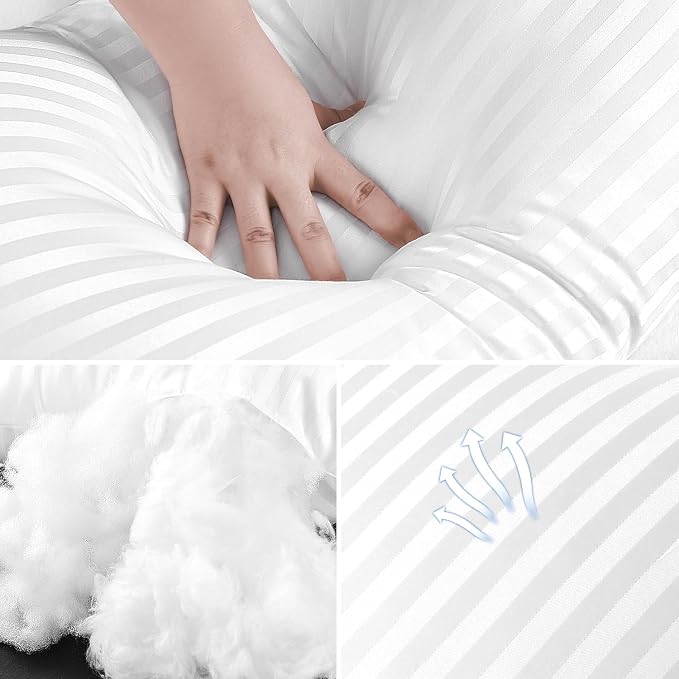 EIUE Throw Pillow Inserts, Machine Washable Pillows,Premium Polyester Fiber Fill for Sofa Bed & Decorative Cushions (White, 12x20inch)
