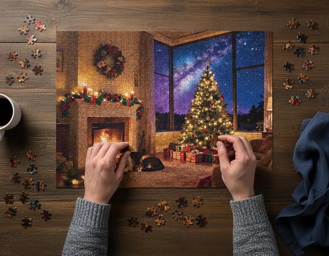 1000 Pieces Jigsaw Puzzles for Adults, Christmas Series - Festive Holiday Art, Fun Family Game, Best Xmas Gift Idea & Home Decoration, Large 28" x 20" （Warm Hearth）