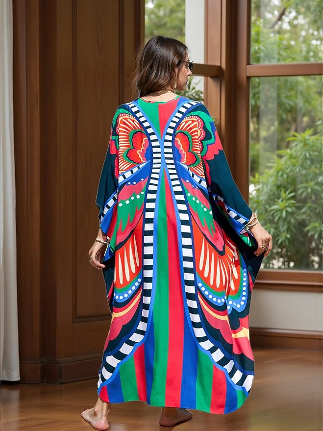 Mumu Dresses for Women Plus Size, Bohemian Kaftan Beach Cover Up Long Maxi Nightgown Soft Loungewear